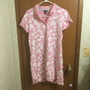 US Polo Assn Light pink Short Sleeve Floral Flower Monogram Mini Dress L